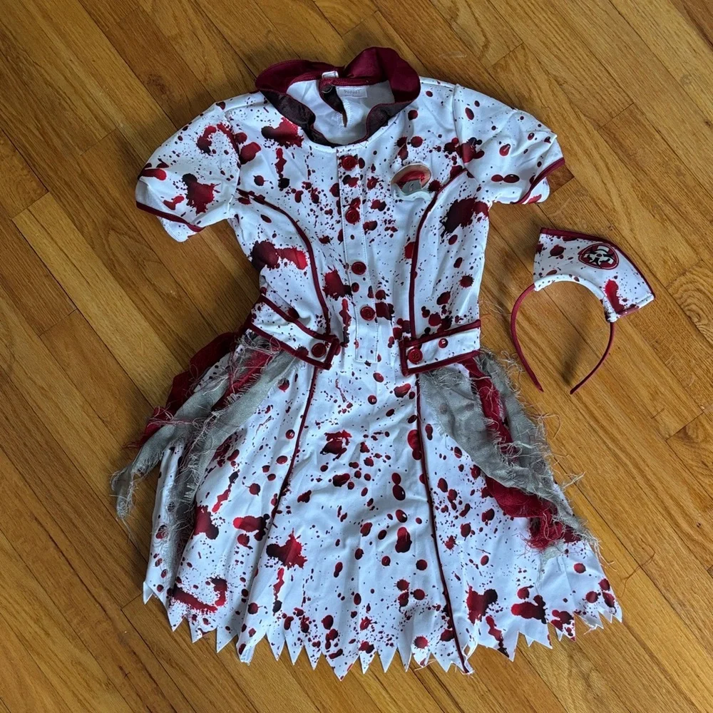 Spirit Zombie Nurse Costume for Kids - White and Red - Picture 2 of 2